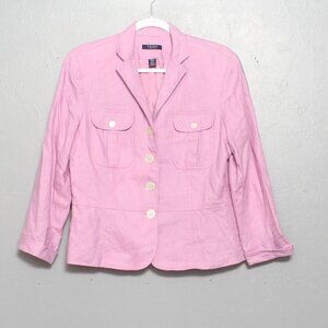 Chaps lilac linen pink purple button blazer jacket